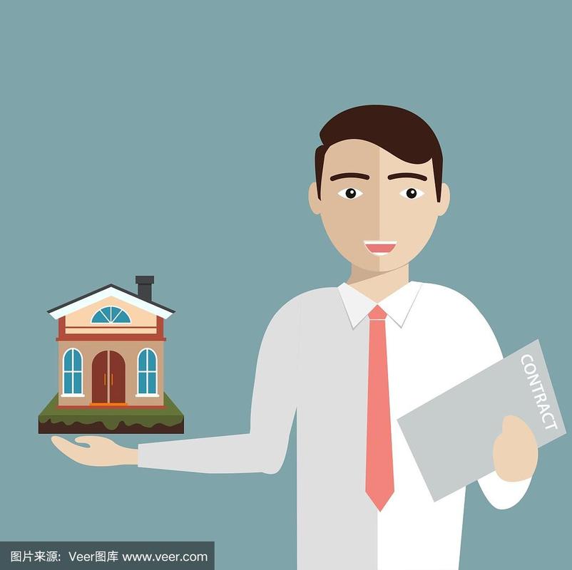 房地产经纪人手里拿着房子和合同