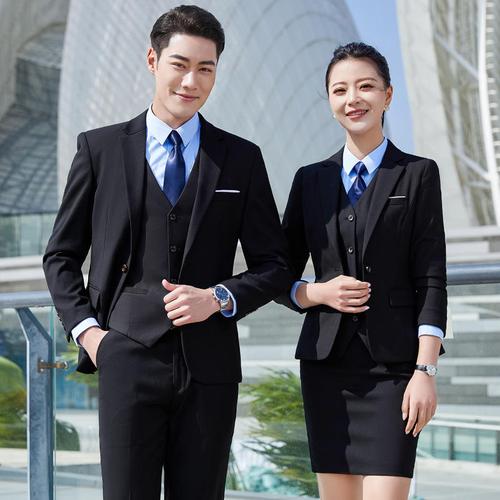 2022高端职业套装男女同款西装三件套房地产销售工作服公务员面试
